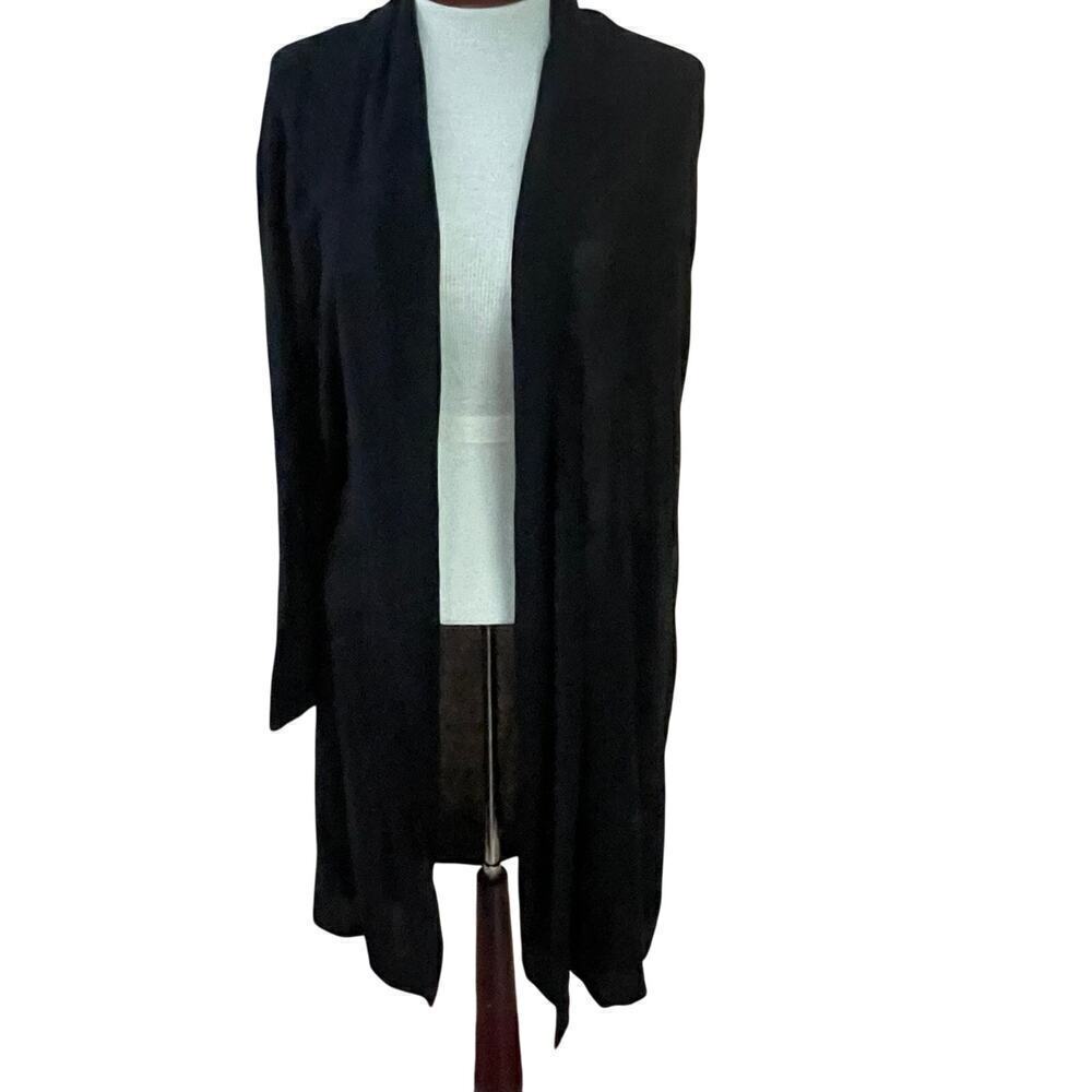 Mo:Vint Size Medium Black Sweater Open Cardigan Lightweight Knit Anthropologie
